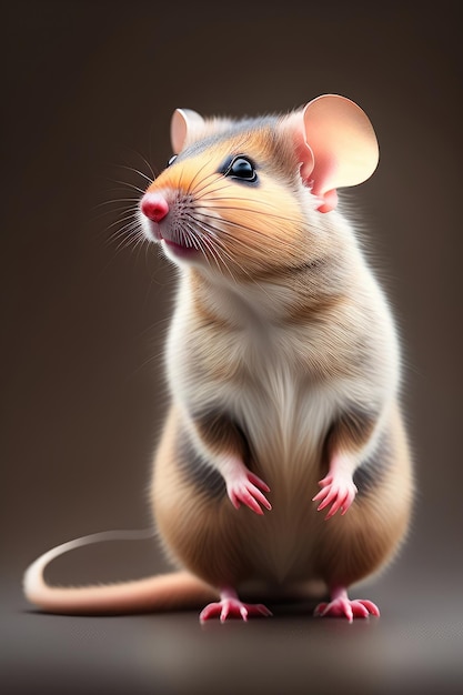 A mouse sits on a mouse's hind legs