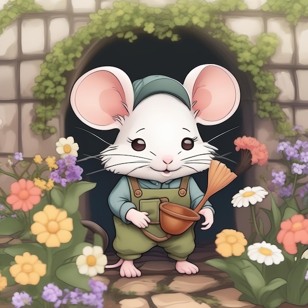 mouse sitting in the garden