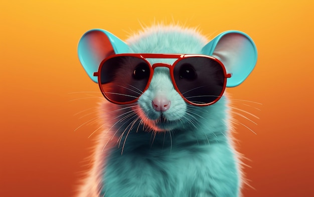 A mouse sporting sunglasses against a solid color backdrop Generative Ai