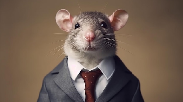 Photo mouse in a suit generative ai