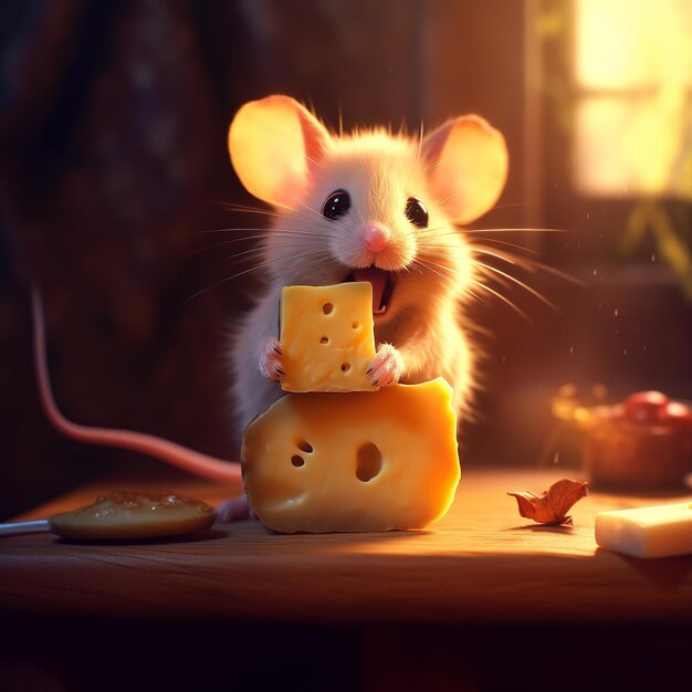 A mouse that has big eyes and ears animation UHD character 8k portrait