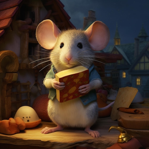 A mouse that has big eyes and ears animation UHD character 8k portrait