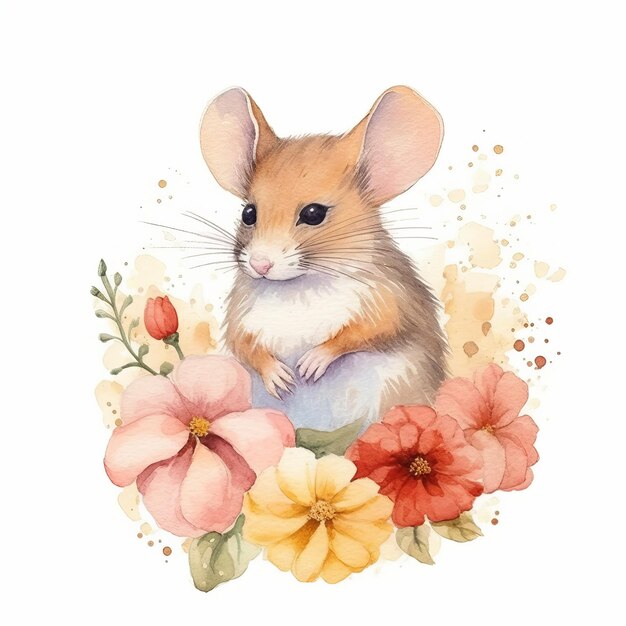 Mouse watercolor style Generative AI