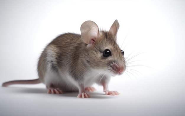 Foto un mouse su uno sfondo bianco animale domestico ai generato