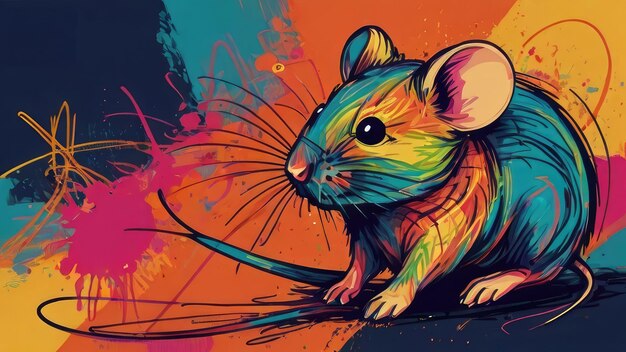 a mouse with a colorful face and the words  mouse  on it