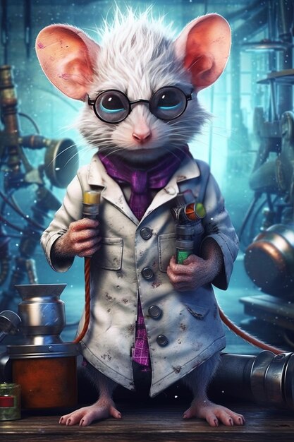 Photo a mouse with glasses and a suit on