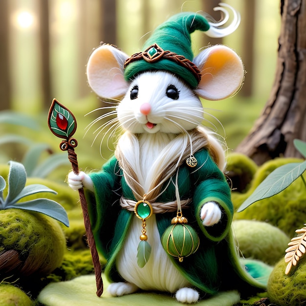 Photo a mouse with a green outfit and a mouse with a green cape