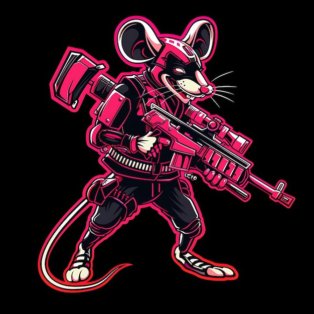 a mouse with a gun that says mouse with a red gun