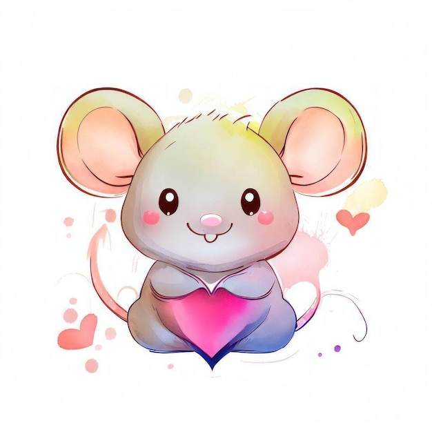 A mouse with a heart on his chest