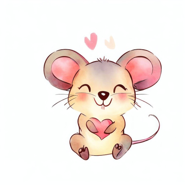 A mouse with a heart on his chest