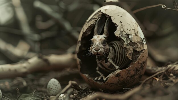 a mouse with a hole in its egg