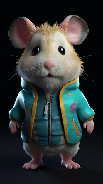 a mouse with a jacket that says mouse on it