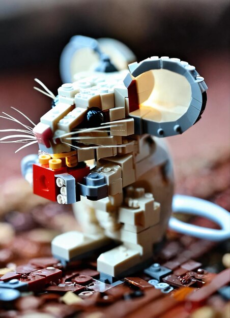 Photo a mouse with a mouse in its mouth is holding a bag of bricks