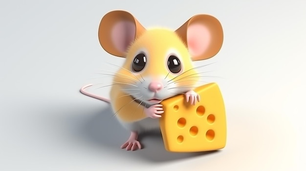 a mouse with a piece of cheese in its mouth