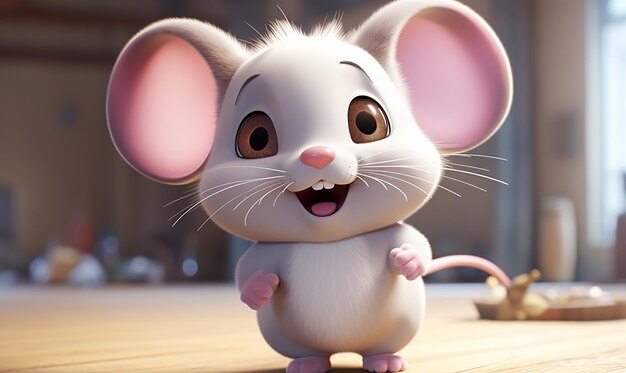 Photo a mouse with a pink nose and a white nose