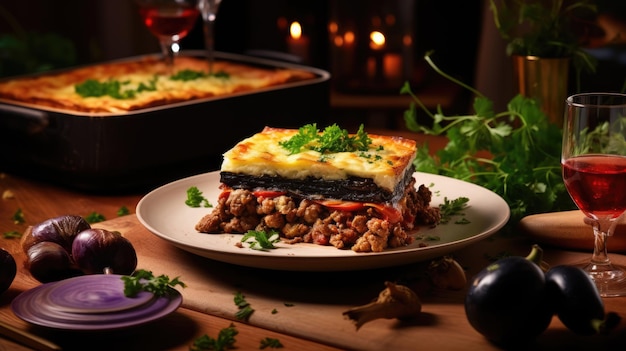 Moussaka is een gerecht op basis van aubergine of aardappelen