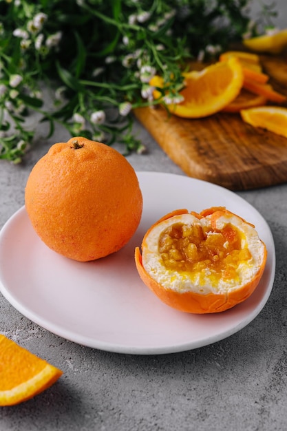 Mousse Cake in Shape of Citrus Mandarin