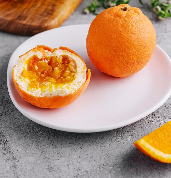 Mousse Cake in Shape of Citrus Mandarin