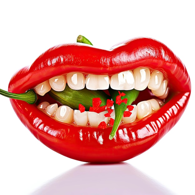 A mouth shaped like red pepper