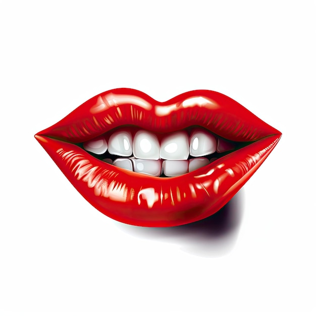 A mouth with red lipstick