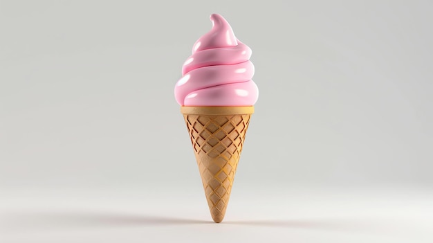 Восхитительная 3D-икона восхитительного мороженого, идеально вырезанного и расположенного на хрустящем конусе, приглашающий вас наслаждаться его освежающей сладостью.