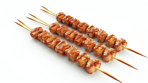 A mouthwatering 3D rendered icon of succulent grilled skewers perfectly charred and bursting with flavor This simple yet enticing image will make you crave barbecue delights