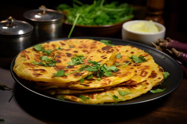 Mouthwatering Aloo Paratha Fusion The popular street food Aloo Paratha or Alu Paratha picture