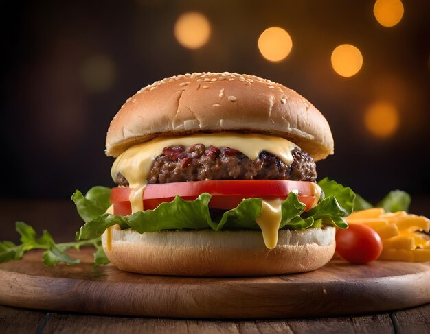 A mouthwatering burger patty with the focus meticulously placed on the delicious patty itself