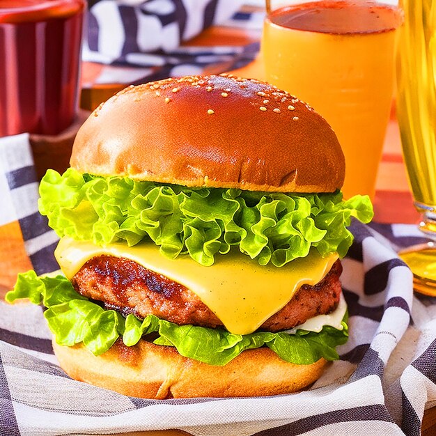 A mouthwatering burger with a generous amount of cheese topped with crispy bacon and avocado slice