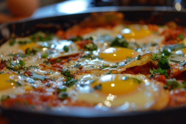 Mouthwatering chilaquiles with fried eggs