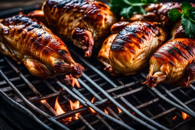 A mouthwatering closeup of a chicken tikka grill with succulent pieces of marinated chicken