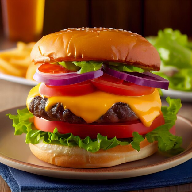 a mouthwatering image showcasing a delicious cheeseburger