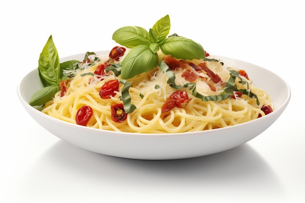 Mouthwatering italian spaghetti carbonara a delicious dish with space for custom text