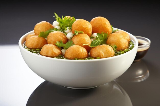 Mouthwatering Pani Puri Delicacy on white background Pani Puri or golgappa image