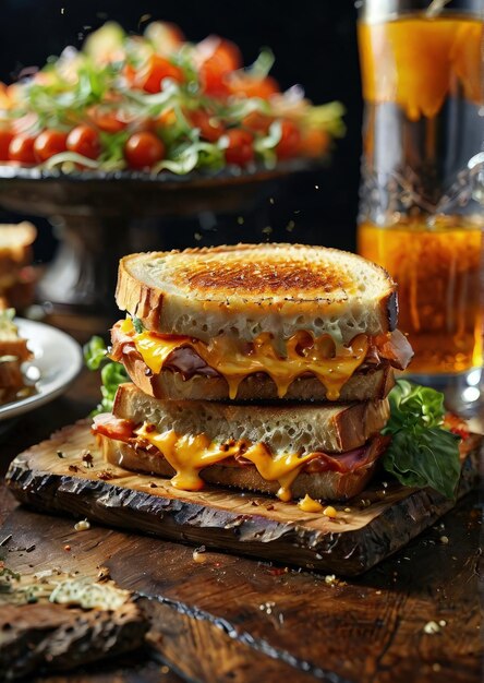 Фото Прекрасная презентация aigenerated grilled sandwich cheese