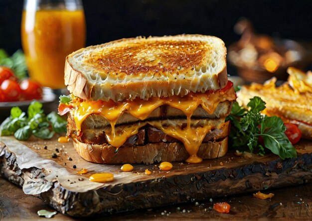 Foto presentazione deliziosa aigenerato grilled sandwich cheese