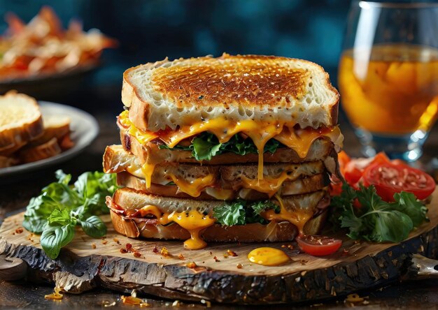 Фото Прекрасная презентация aigenerated grilled sandwich cheese