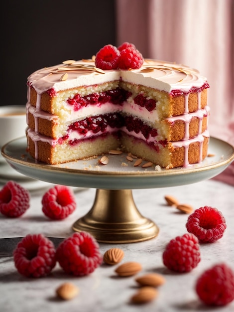 A mouthwatering raspberry Bakewell cake