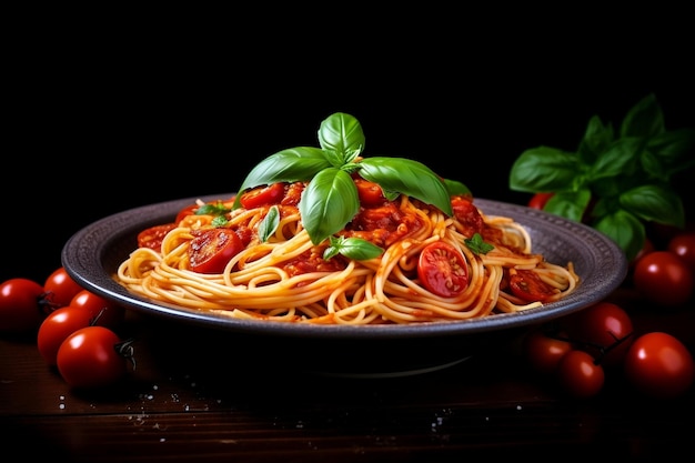 A mouthwatering spaghetti dish with tomato sauce Generative Ai