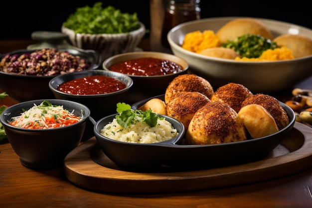 군침 도는 브라질 음식 Feijoada Po de Queijo Coxinha와 Brigadeiros