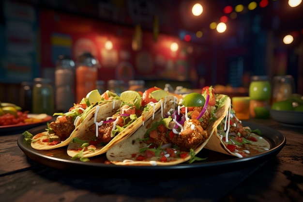 Photo mouthwatering street tacos with a variety of flavo 00510 00