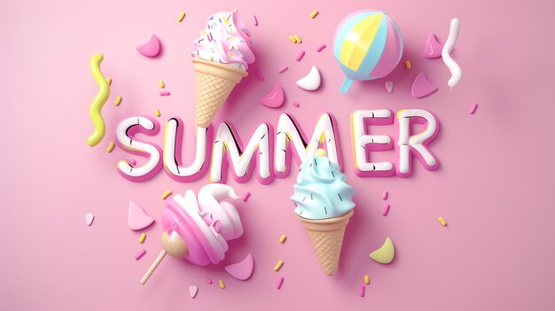 Photo mouthwatering summer ice cream 3d background designs