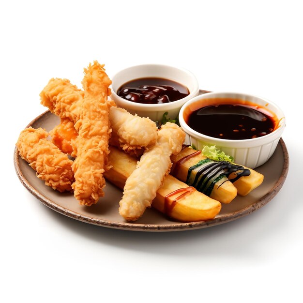 Mouthwatering Veggie Tempura isolated on white background | Premium AI