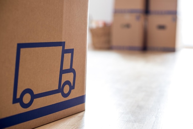 Move Cardboard boxes for moving into a new clean and bright home