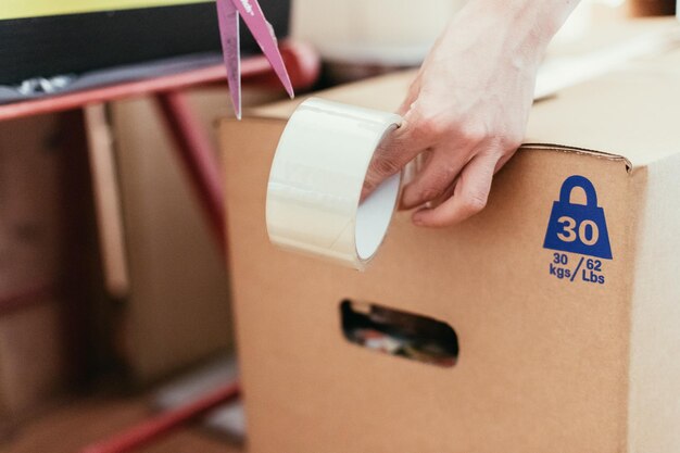 Move Cardboard boxes and stuff for moving into a new home packaging