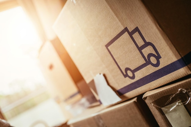 move cardboard boxes and stuff for moving into a new home