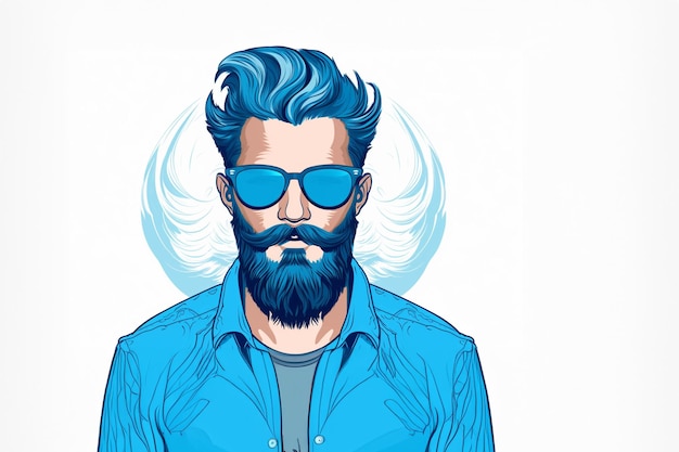 Foto movember uomo hipster alla moda con occhiali e barba generative ai