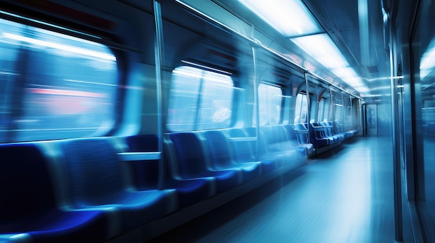 Movement blurred train interior