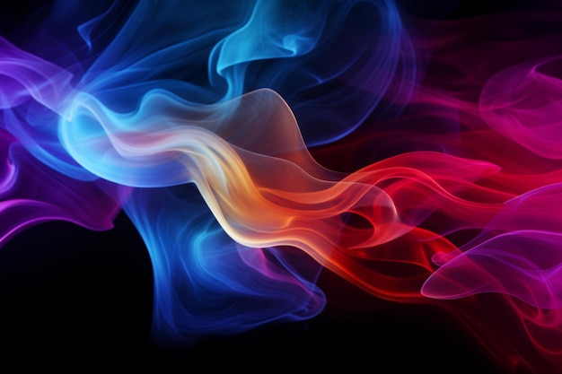 Movement of color smoke isolated on black