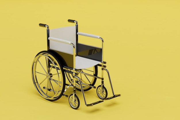 Movement of disabled people to a wheelchair wheelchair on a
yellow background 3d render